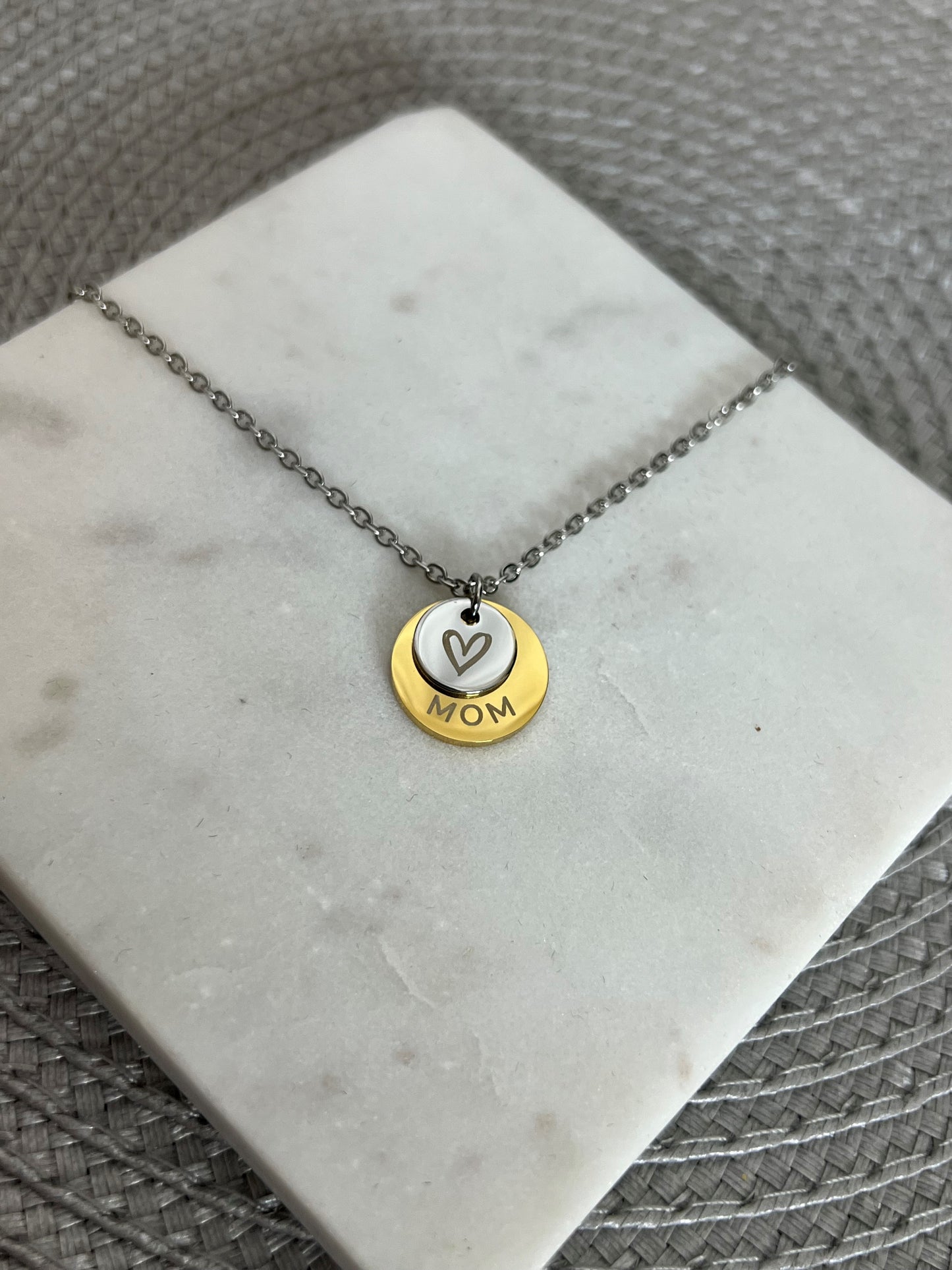 Two tone mom necklace